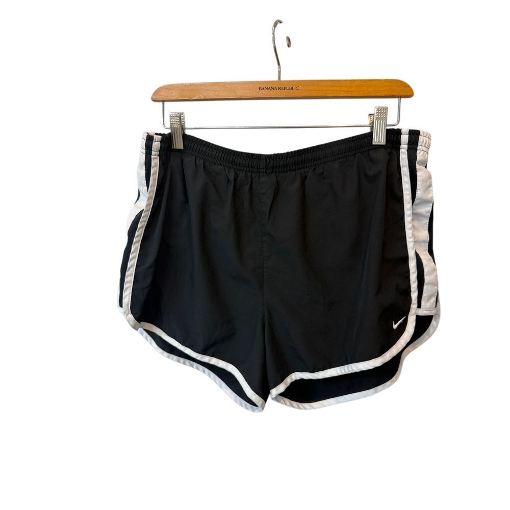 Nike Athletic Shorts Black‎ White Stripe Running Training Workout Activewear L